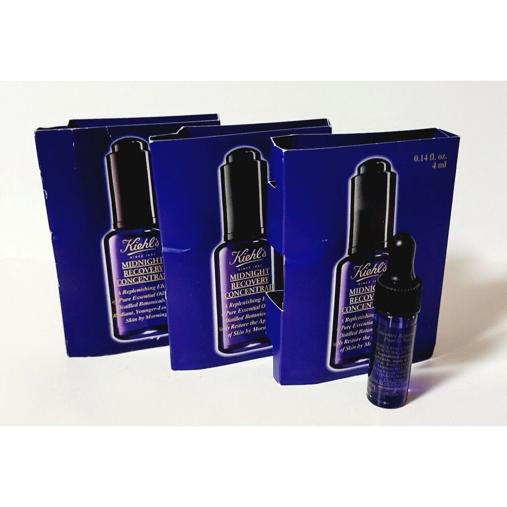3 x Kiehl's MIDNIGHT RECOVERY CONCENTRATE Pure Essential Oils 0.14 fl oz NEW